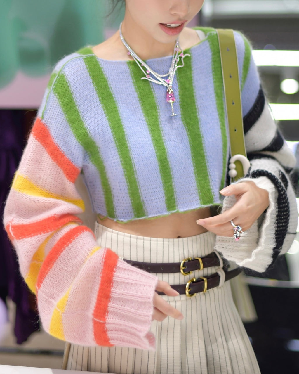Multi-color Mohair Stripe Sweater