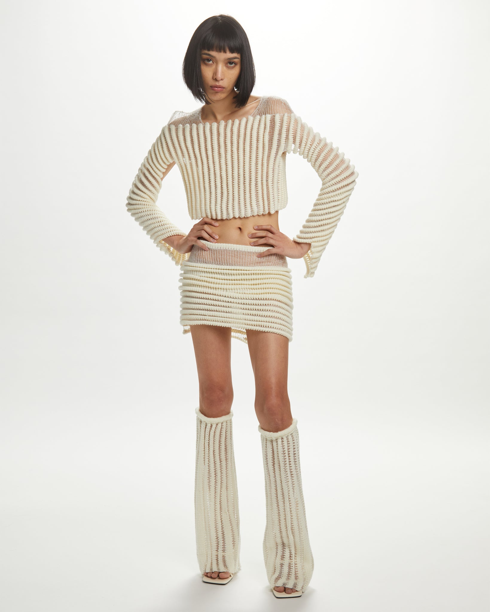 Hand Knit 3D Stripe Skirt