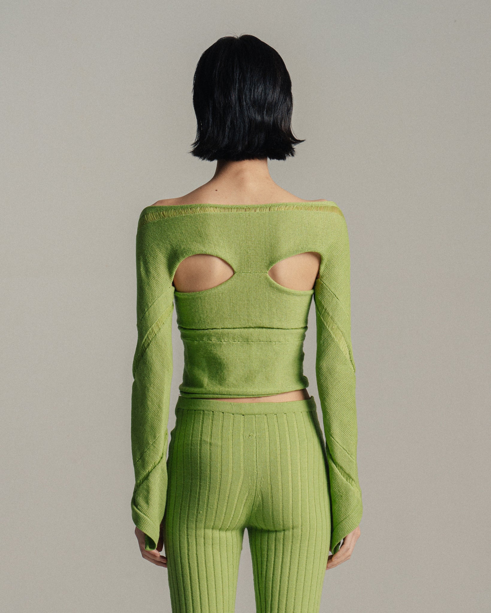 Avocado Fitted Cut-out Knit Top