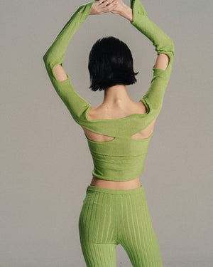 Avocado Fitted Cut-out Knit Top