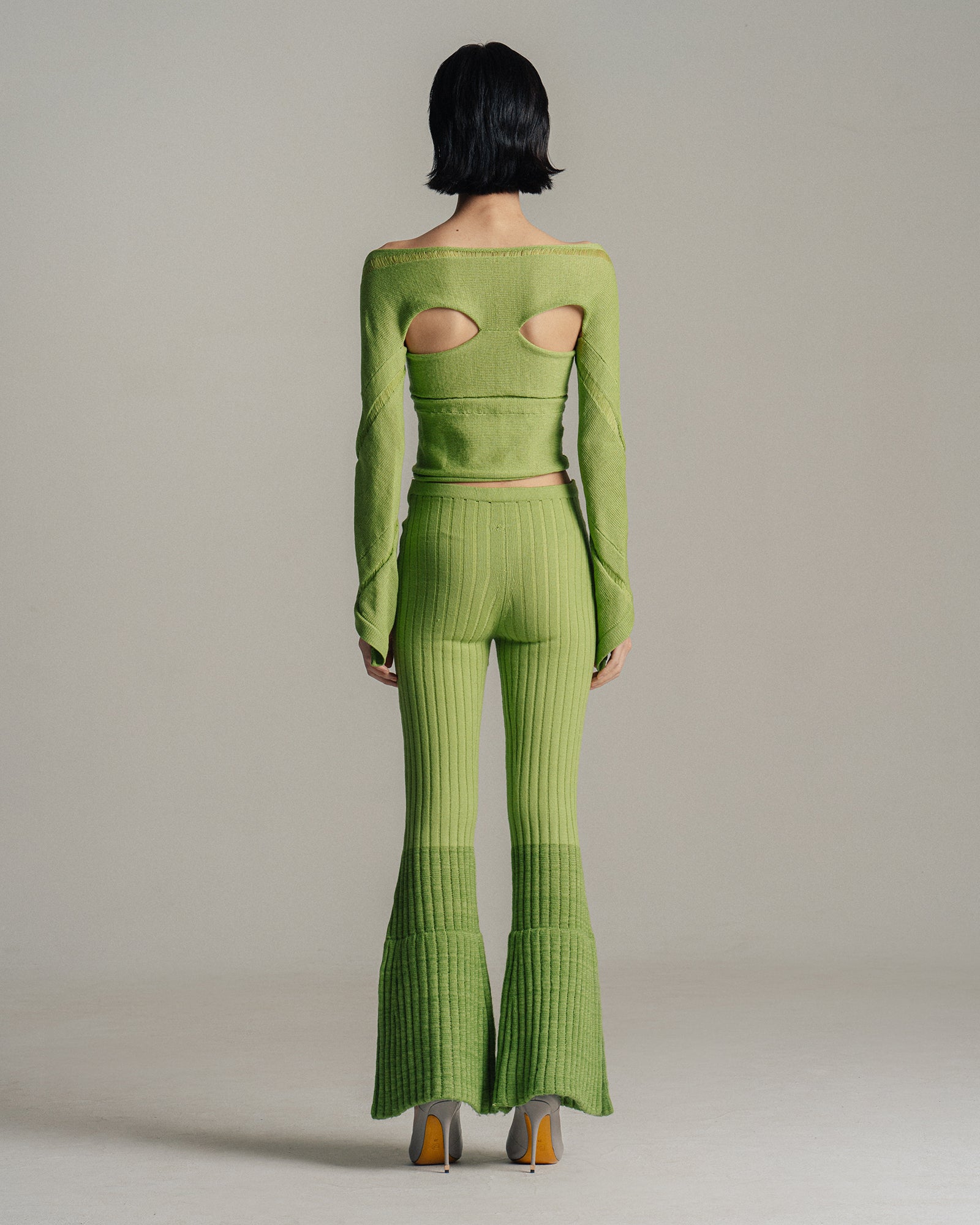 Avocado Flared Knit Trousers